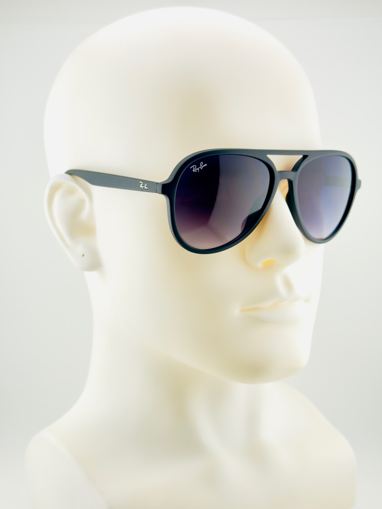 Ray-Ban Sunglasses Rb4376 Pilot High Bridge Matte Black Frame Gray Gradient Lens